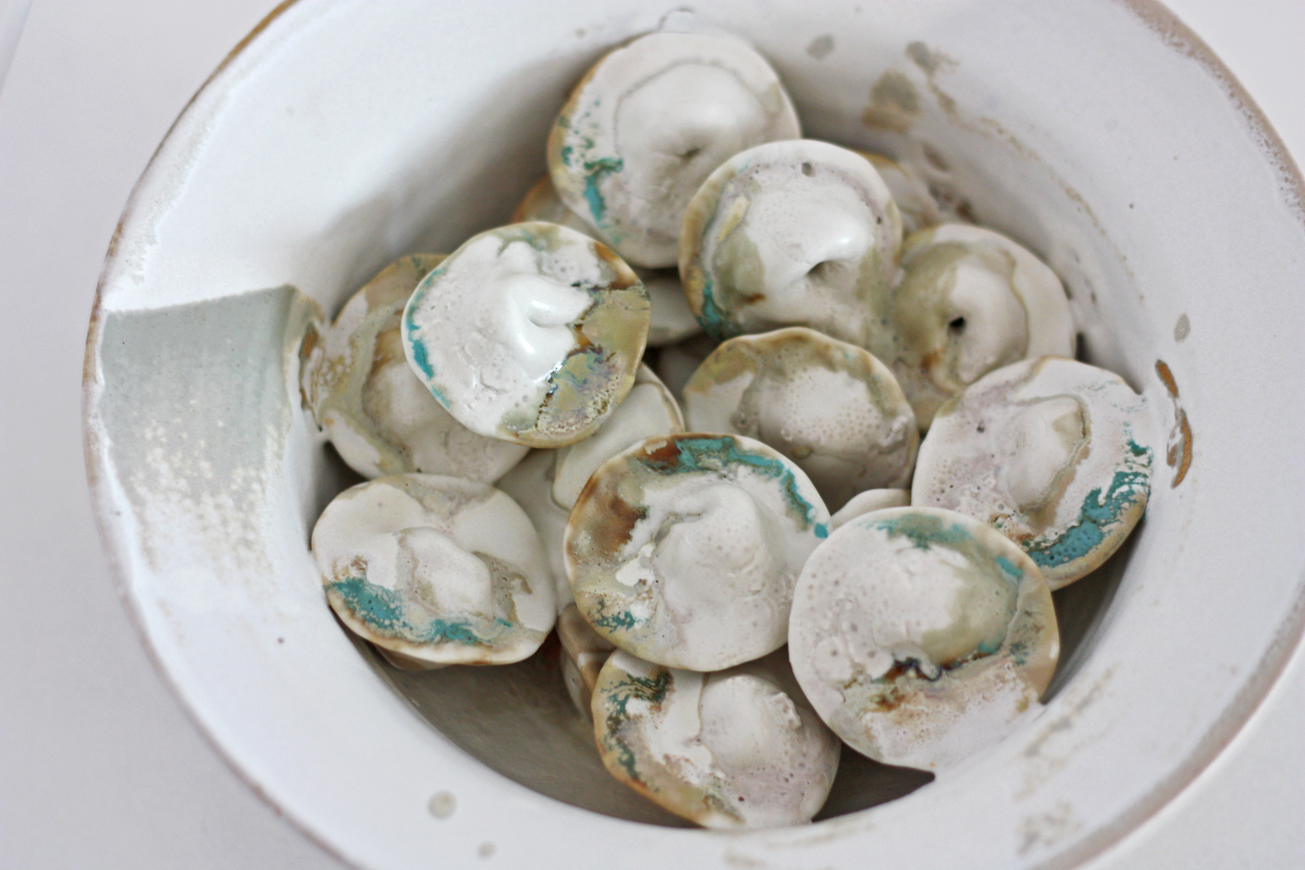 Stacked ceramic vessels with matte glazes