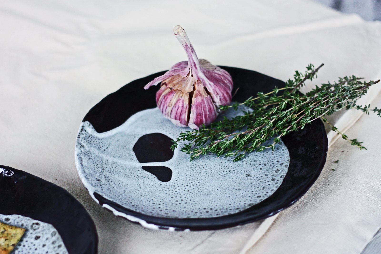 Minimalist ceramic plates with soft glaze